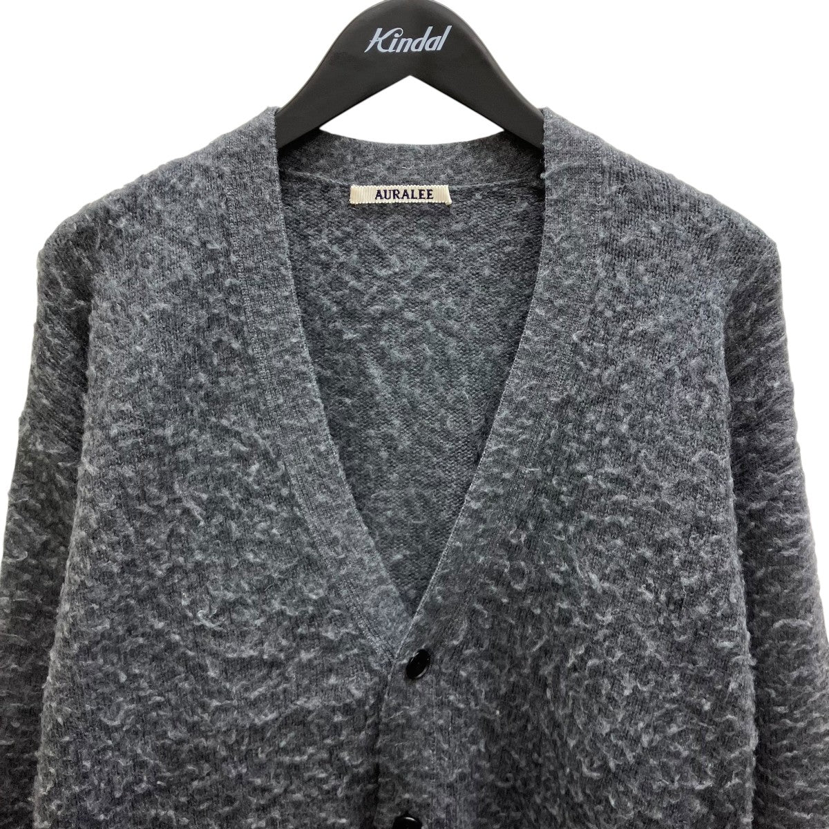 Rika オーラリー　モヘアニット　カーディガン　長袖　日本製　グレー　0 AURALEE(オーラリー) BRUSHED WOOL CASHMERE SILK KNIT CARDIGAN