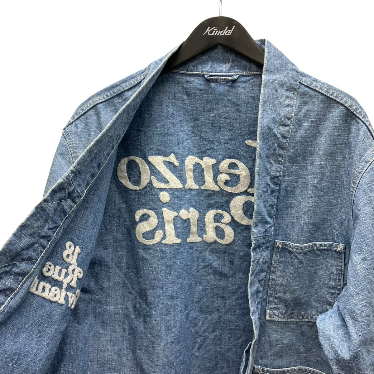 KENZO STONE BLEACHED BLUE DENIM KIMONO JACKET キモノデニムジャケット 古着・中古-6枚目のアイテム画像