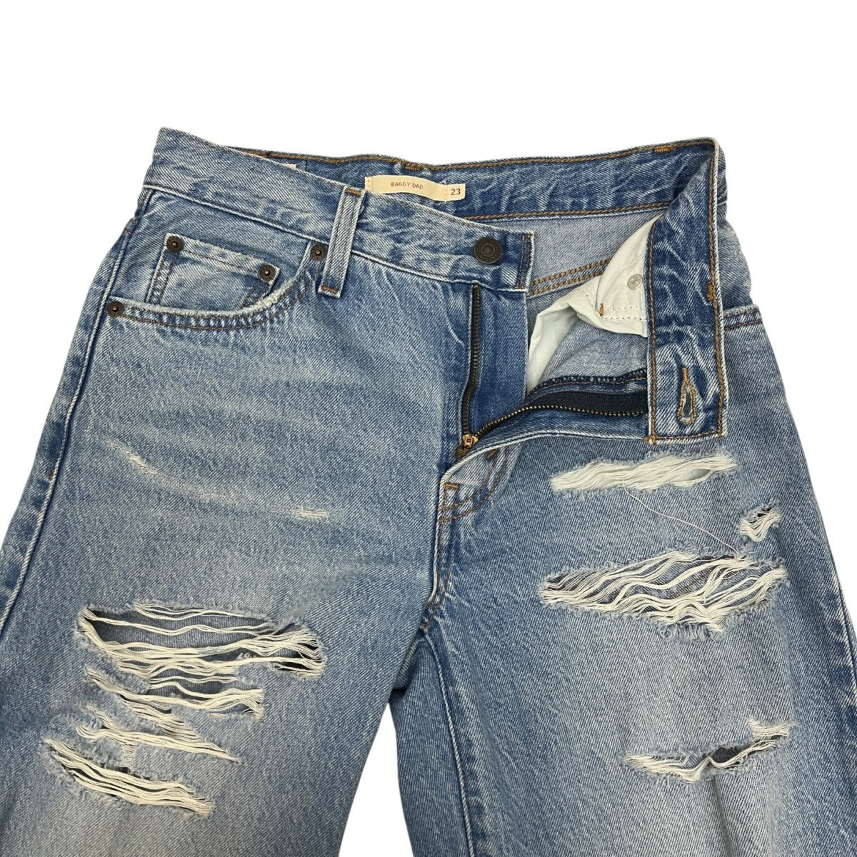 LEVI’S PReMIUM BAGGY DAD クラッシュ加工デニムパンツ 古着・中古-4枚目のアイテム画像
