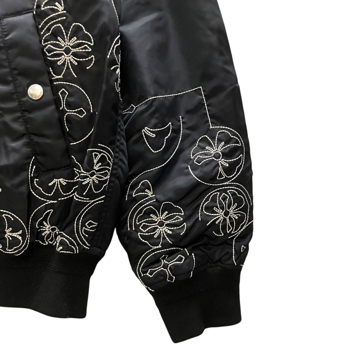 Black Embroidered Bomber Jacket MA-1ジャケット