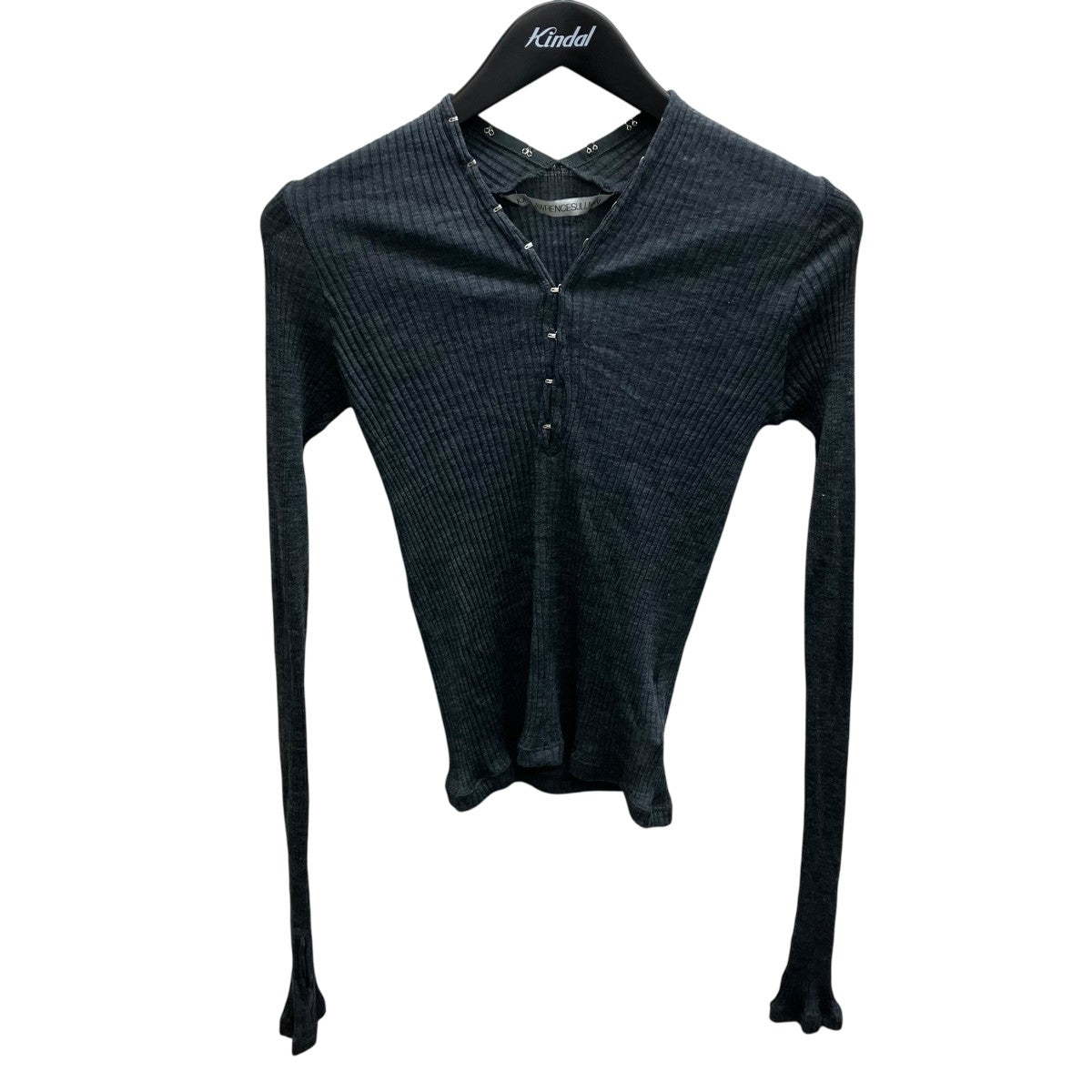 WOOL RIB CREW NECK TOP WITH HOOK ウールリブニット