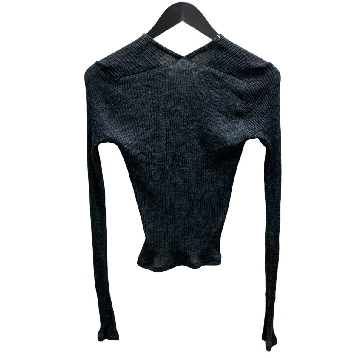 WOOL RIB CREW NECK TOP WITH HOOK ウールリブニット