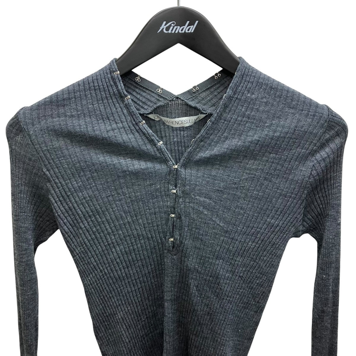 WOOL RIB CREW NECK TOP WITH HOOK ウールリブニット