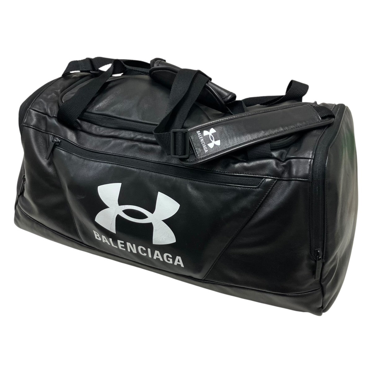 BALENCIAGA×UNDER ARMOUR GYM BAG SMOOTH GLAMOUR LATHER BG BLACK レザージムバッグ 古着・中古-1枚目のアイテム画像