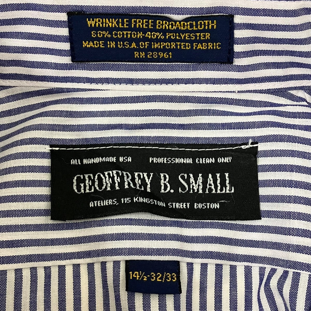 GEOFFREY B. SMALL ストライプシャツ　ブラック GEOFFREY B SMALL(ジェフリービースモール) ストライプシャツ ネイビー