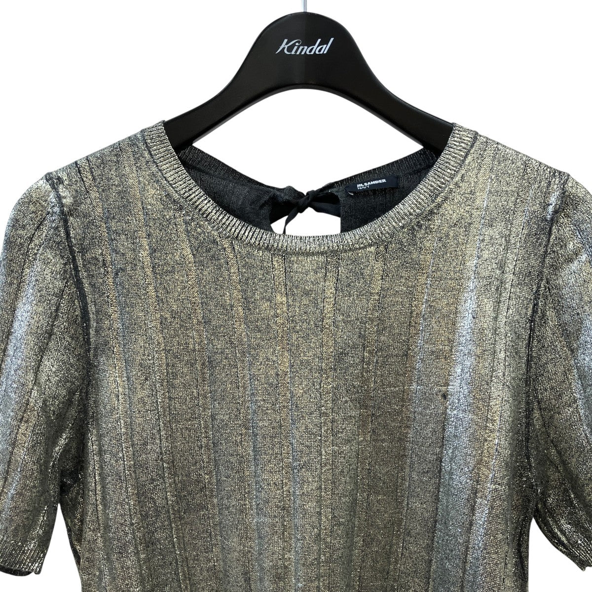 JIL SANDER NAVY 箔プリントシルクカシミヤニットJDZ676A 古着・中古-3枚目のアイテム画像