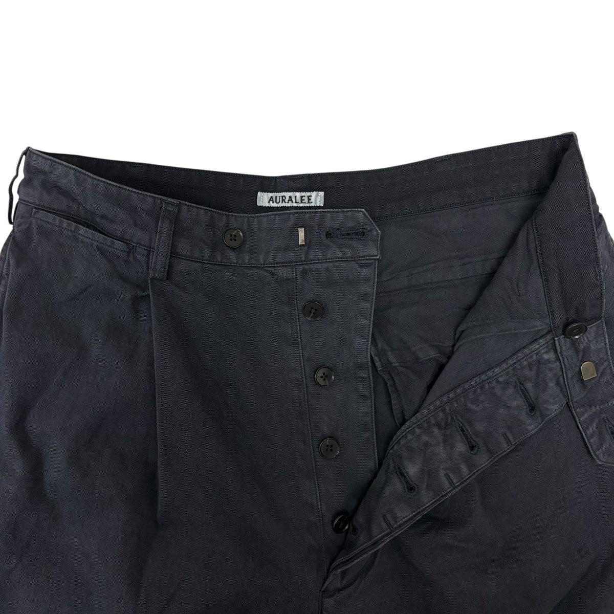 AURALEE 26SS GARMENT-DYED FINX LIGHT CHINO ONE-TUCK WIDE PANTS チノワイドパンツ 古着・中古-5枚目のアイテム画像