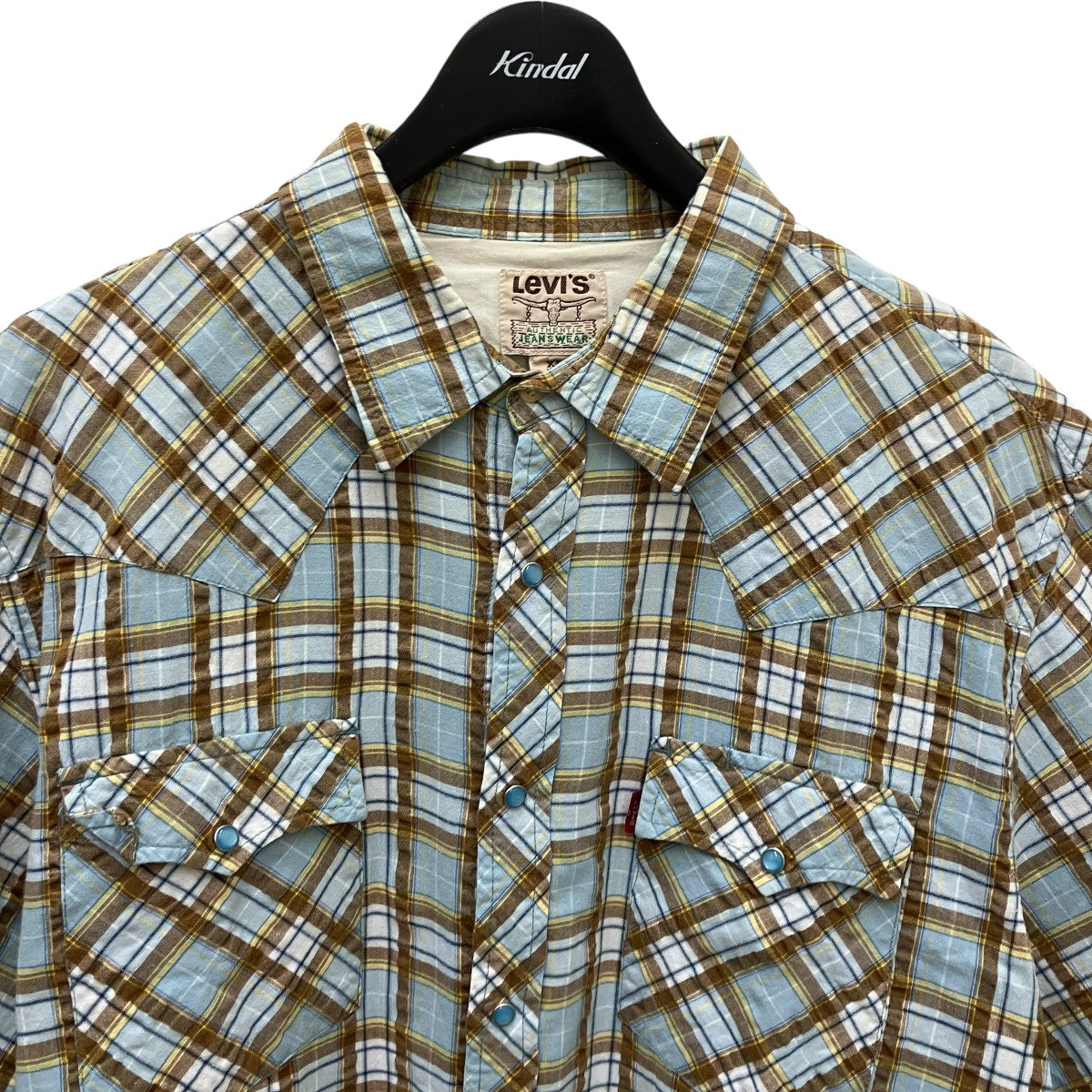 LEVI’S チェックサッカー半袖シャツ 古着・中古-2枚目のアイテム画像