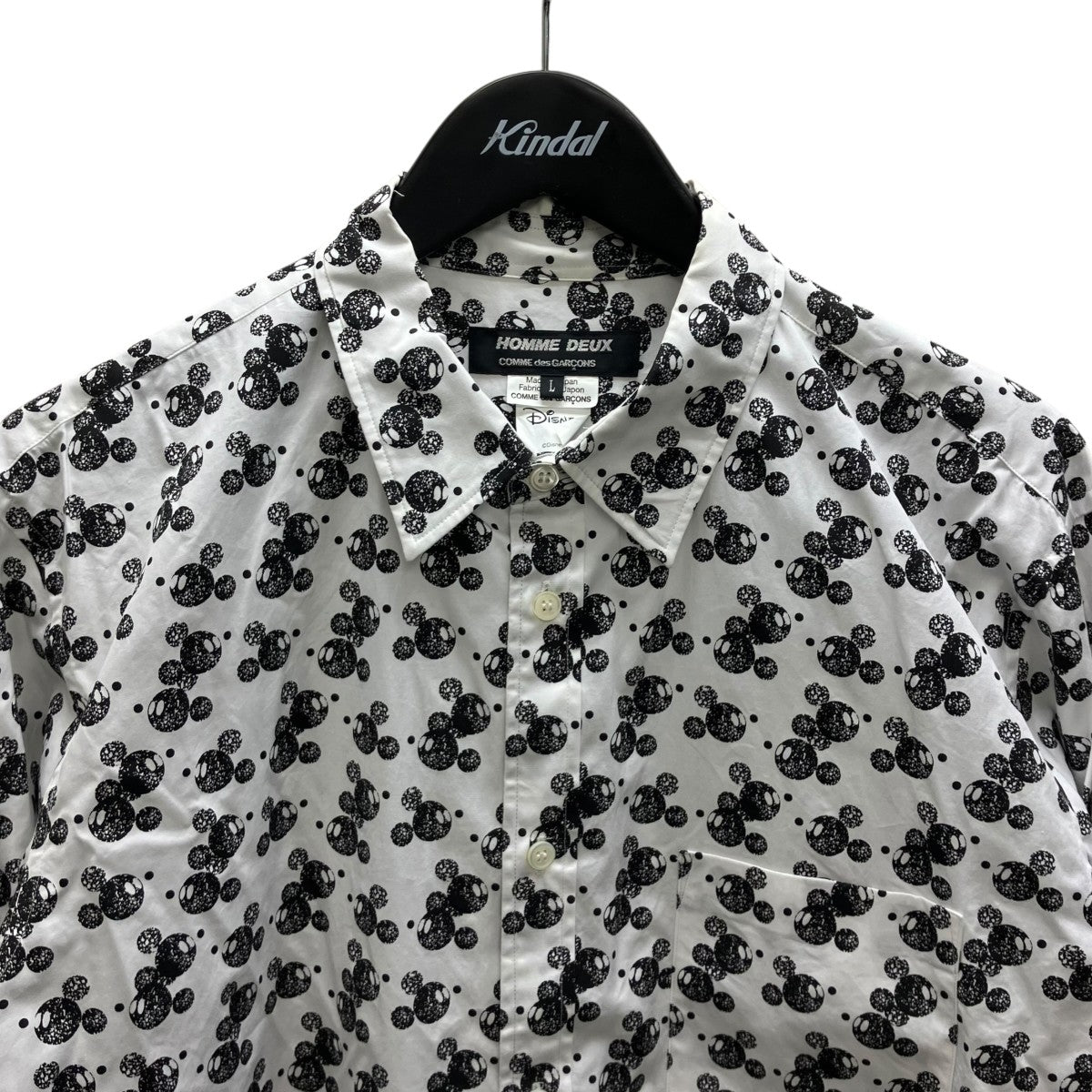 美品 COMME des GARCONS HOMME 総柄 シャツ AD2012 COMME des GARCONS HOMME DEUX×Disney 総柄シャツ DJ-B043 ホワイト