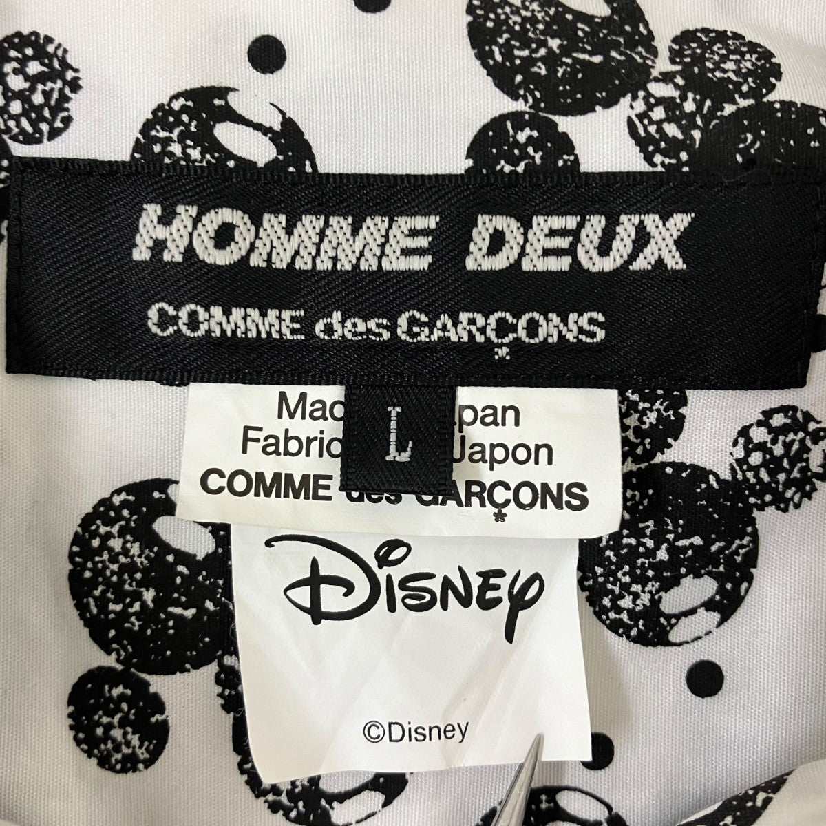 COMME des GARCONS HOMME DEUX×Disney 総柄シャツ DJ-B043 ホワイト