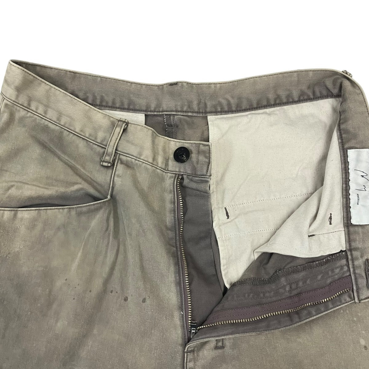 ANCELLM CHINO WIDE SLACKS ダメージ加工ワイドパンツ 古着・中古-5枚目のアイテム画像