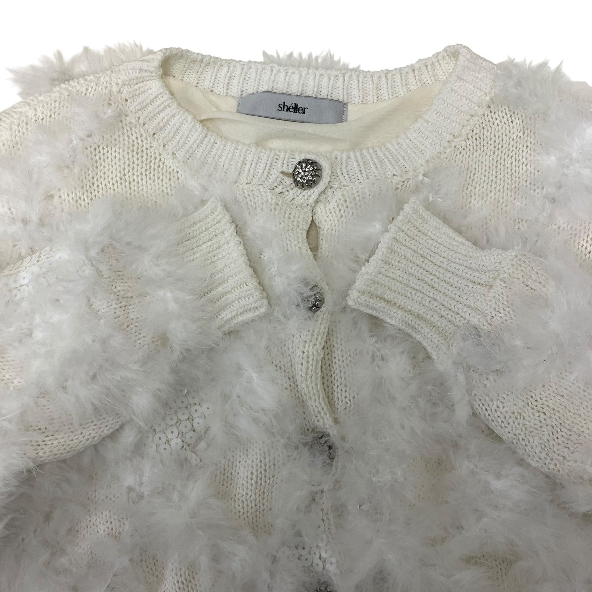 Feather fur cardigan ニットカーディガン