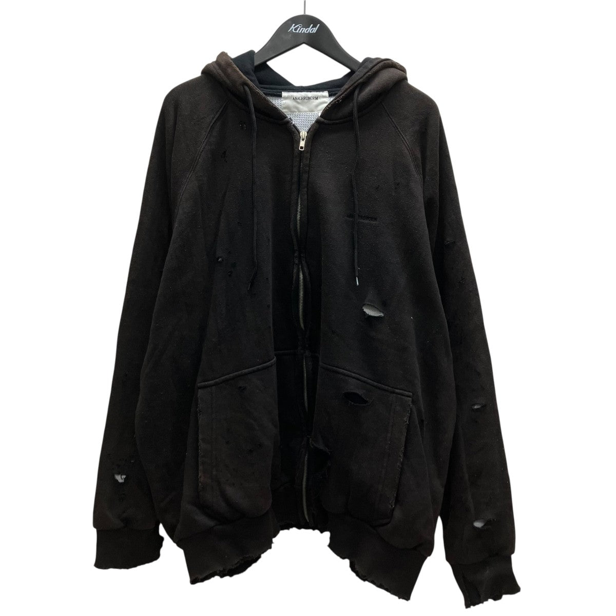 HARD DAMAGED INNER WAFFLE SWEAT PARKAダメージ加工ジップパーカー