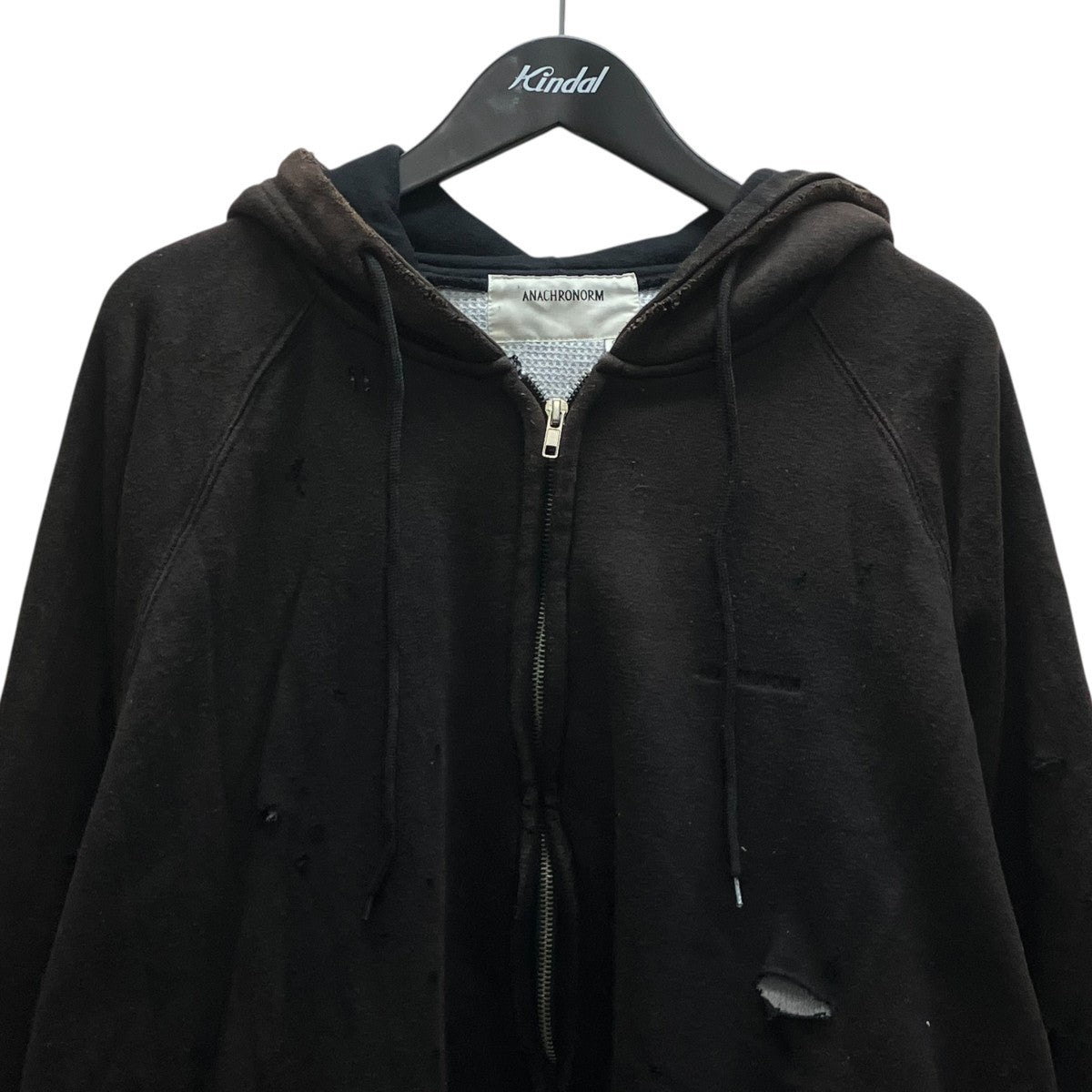 HARD DAMAGED INNER WAFFLE SWEAT PARKAダメージ加工ジップパーカー