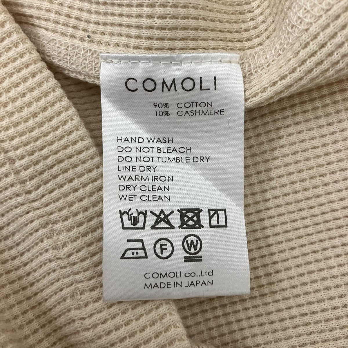 COMOLI コットンカシミヤ ワッフル長袖クルー 古着・中古-7枚目のアイテム画像