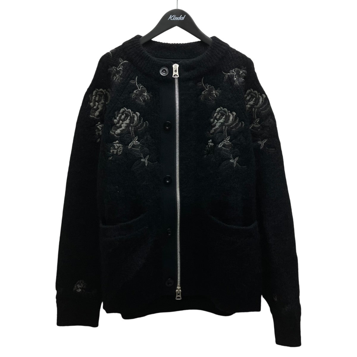 22AW Flower Embroidery Knit Cardigan ジップカーディガン