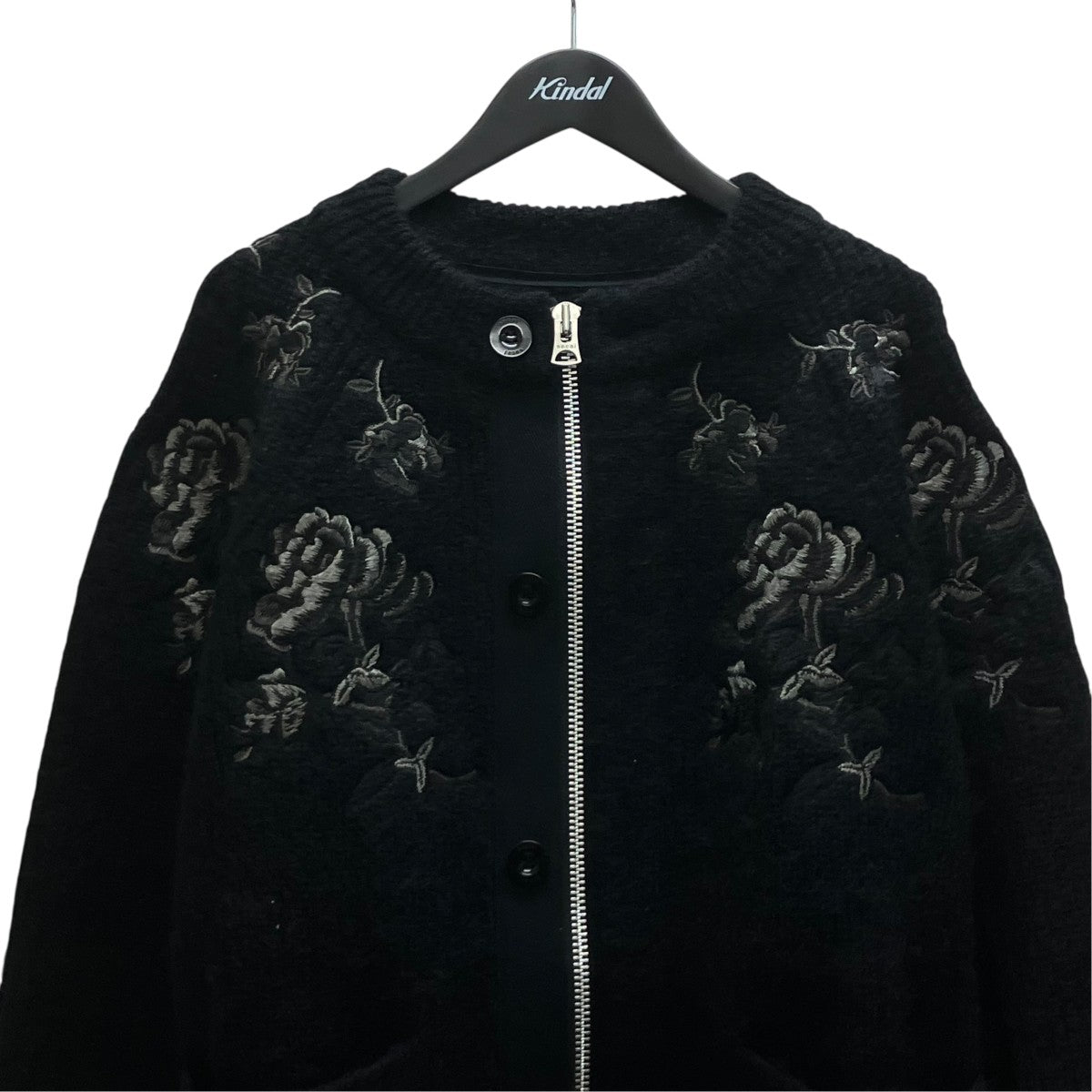 22AW Flower Embroidery Knit Cardigan ジップカーディガン