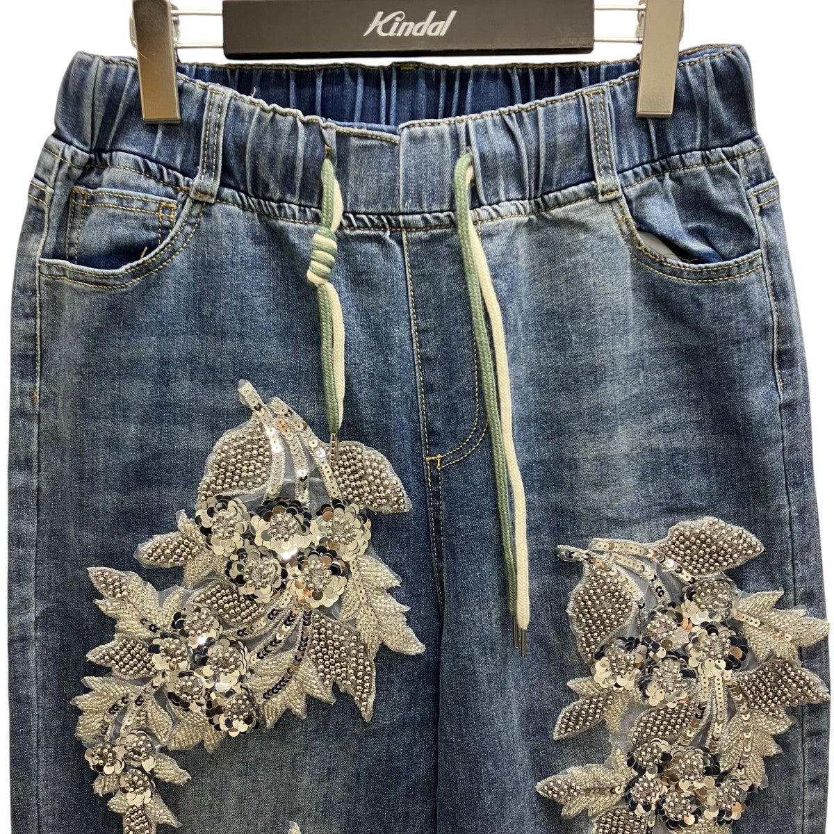 ANDREA&CO デニムビジュー刺繍パンツ ブルー サイズ -|【公式 ANDREA&CO デニムビジュー刺繍パンツ ブルー サイズ -|【公式