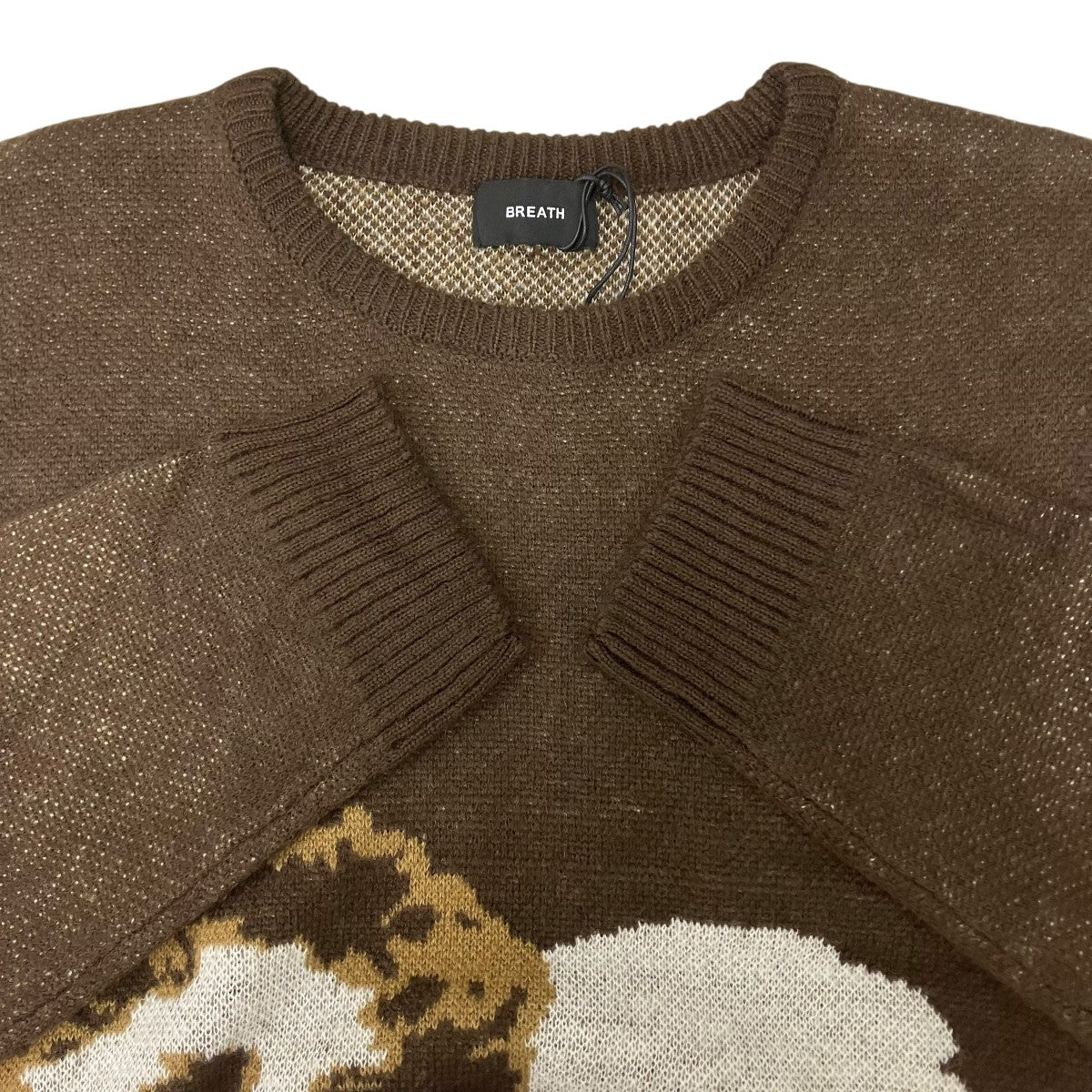 BREATH ANGEL SCRIPT LOGO MOHAIR KNIT BRW クルーネックニット 古着・中古-5枚目のアイテム画像