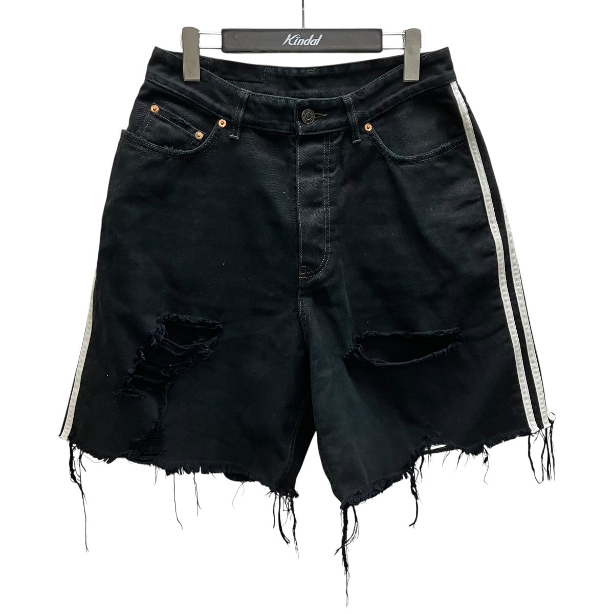 BALENCIAGA×adidas 23SS adidas Destroyed Baggy Denim Shorts デニムショートパンツ 古着・中古-1枚目のアイテム画像