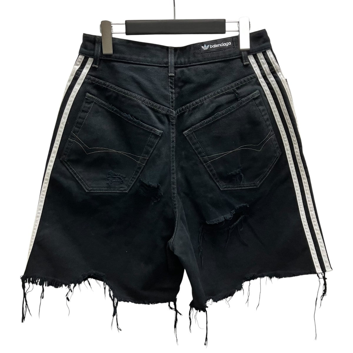 BALENCIAGA×adidas 23SS adidas Destroyed Baggy Denim Shorts デニムショートパンツ 古着・中古-3枚目のアイテム画像