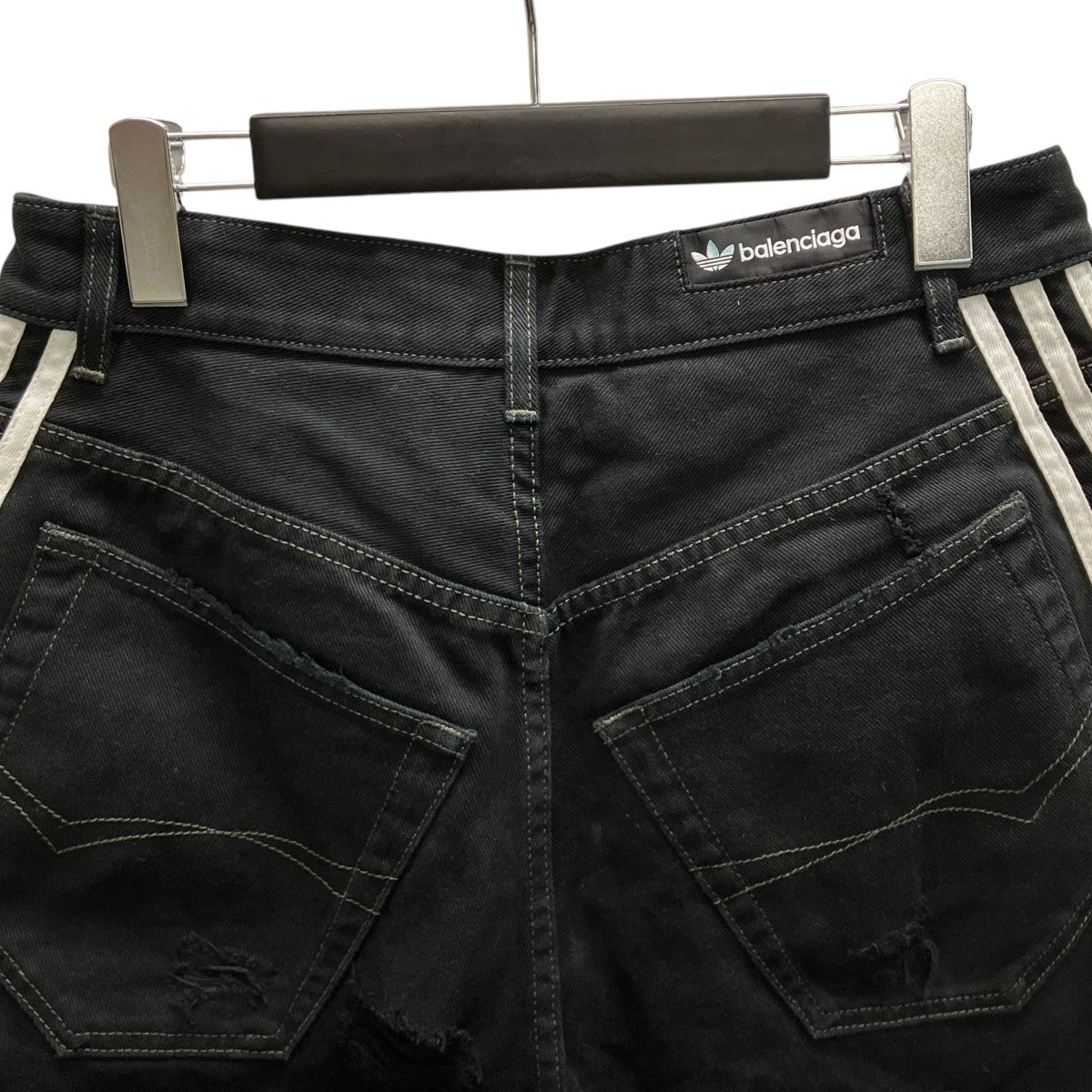 BALENCIAGA×adidas 23SS adidas Destroyed Baggy Denim Shorts デニムショートパンツ 古着・中古-4枚目のアイテム画像