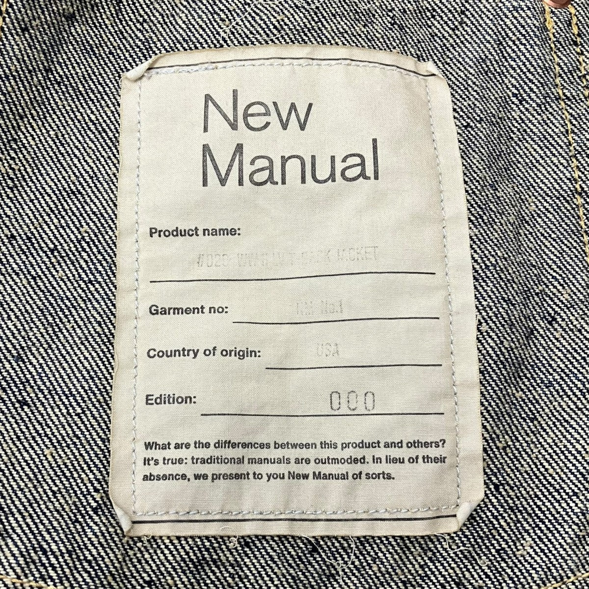 New Manual #029 WW ll LV T-BACK JACKET ONE-WASHEDデニムジャケット 古着・中古-7枚目のアイテム画像