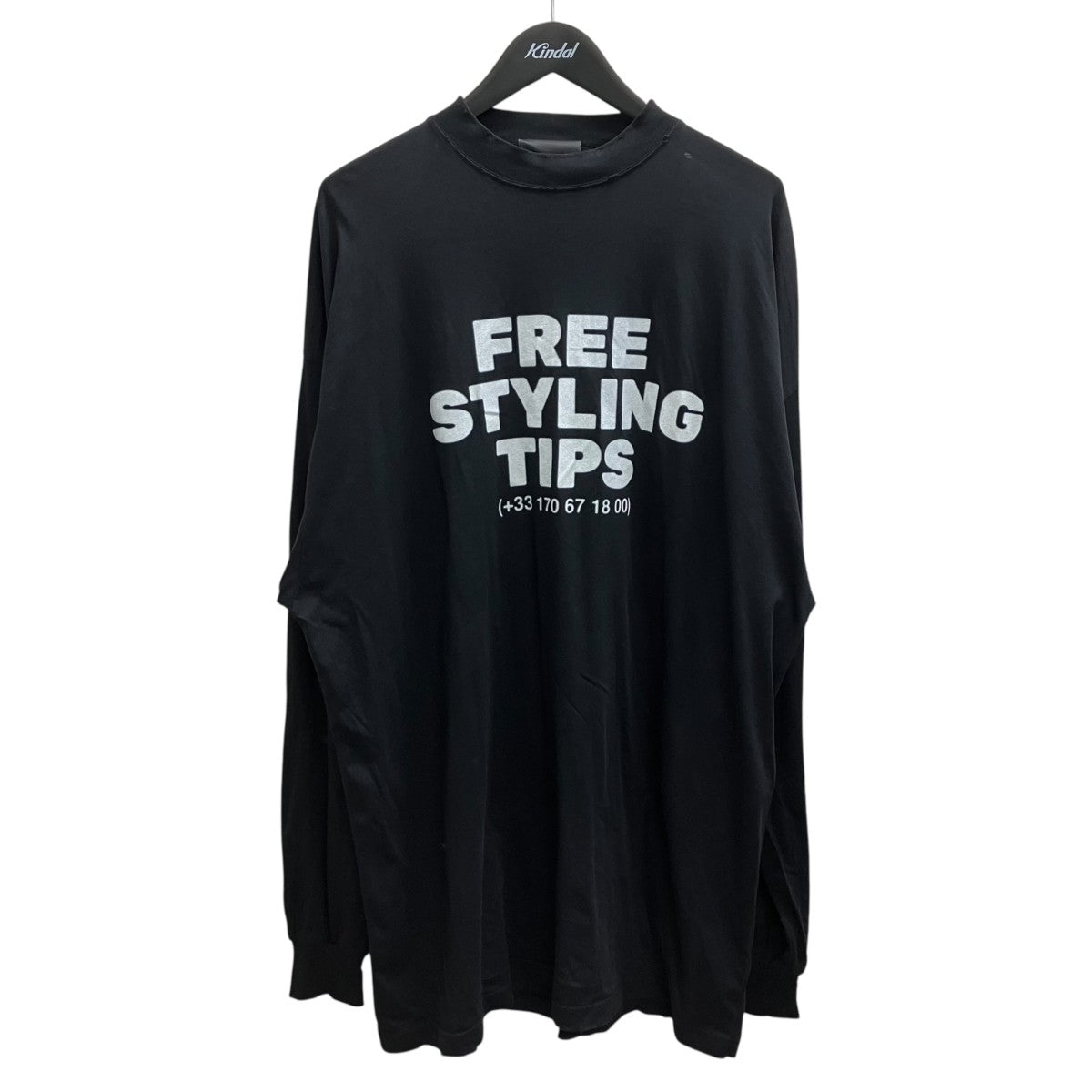 BALENCIAGA Long Sleeve Free Styling Tips T-Shirt in Washed Black 長袖Ｔシャツ 古着・中古-1枚目のアイテム画像