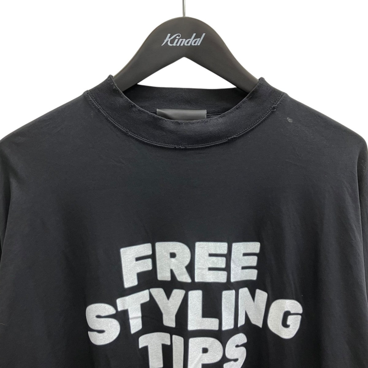 BALENCIAGA Long Sleeve Free Styling Tips T-Shirt in Washed Black 長袖Ｔシャツ 古着・中古-2枚目のアイテム画像