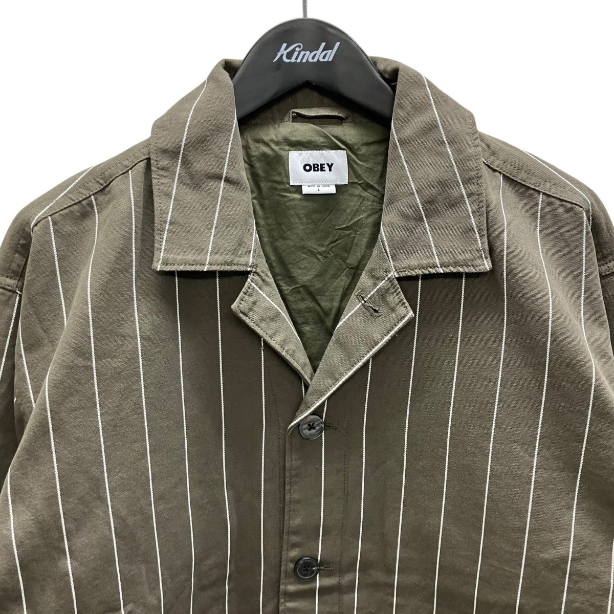 OBEY LOCUS JACKETピンストライプカバーオール 古着・中古-2枚目のアイテム画像