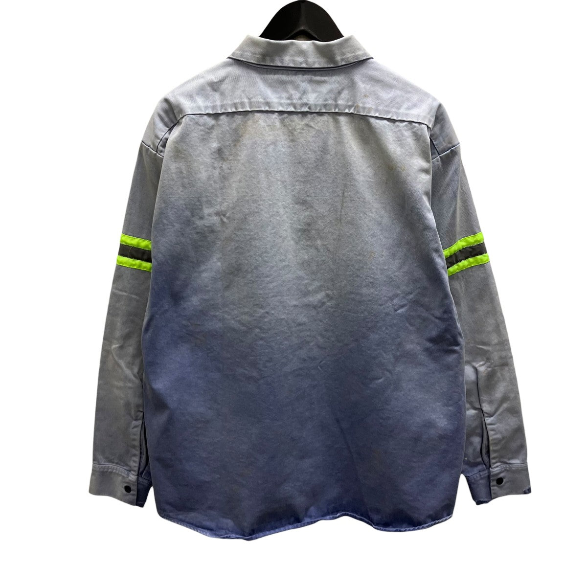 SAINT MICHAEL 26SSCOTTON SHIRT LINE NVY ダスト加工ロゴワッペンワーク長袖シャツ 古着・中古-3枚目のアイテム画像