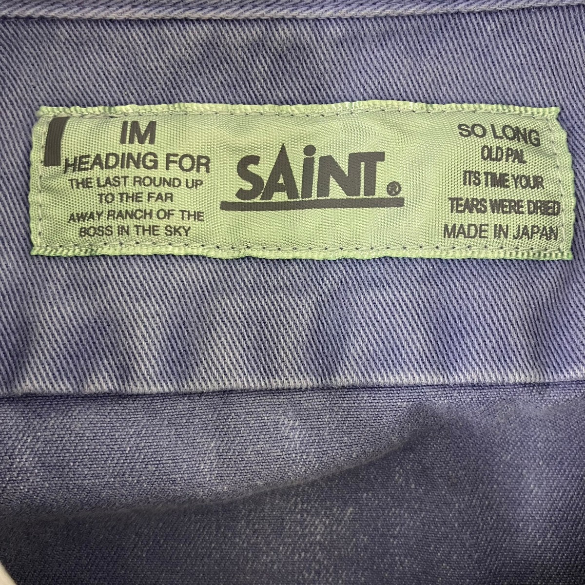 SAINT MICHAEL 26SSCOTTON SHIRT LINE NVY ダスト加工ロゴワッペンワーク長袖シャツ 古着・中古-6枚目のアイテム画像
