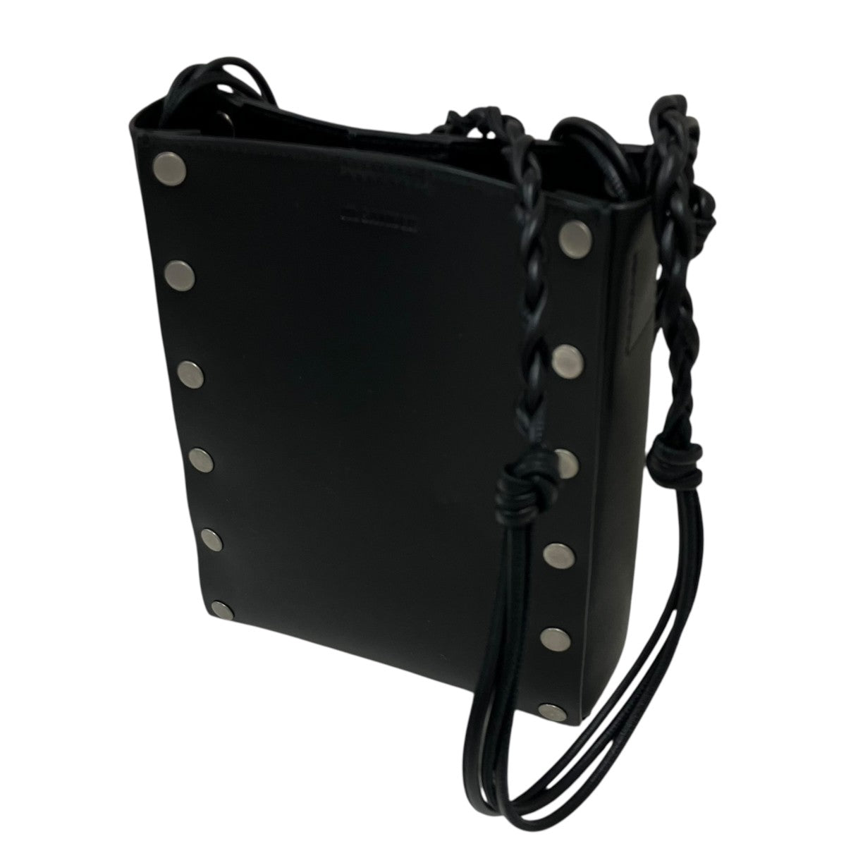 TANGLE SM FLAT RIVETS   BLACK カウレザーショルダーバッグ