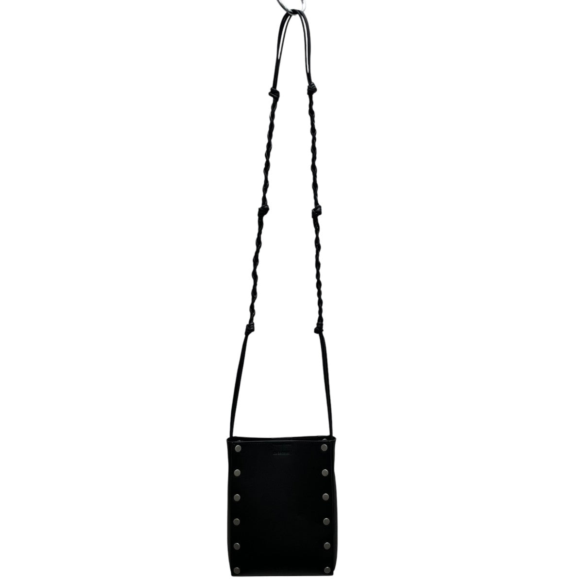 TANGLE SM FLAT RIVETS   BLACK カウレザーショルダーバッグ