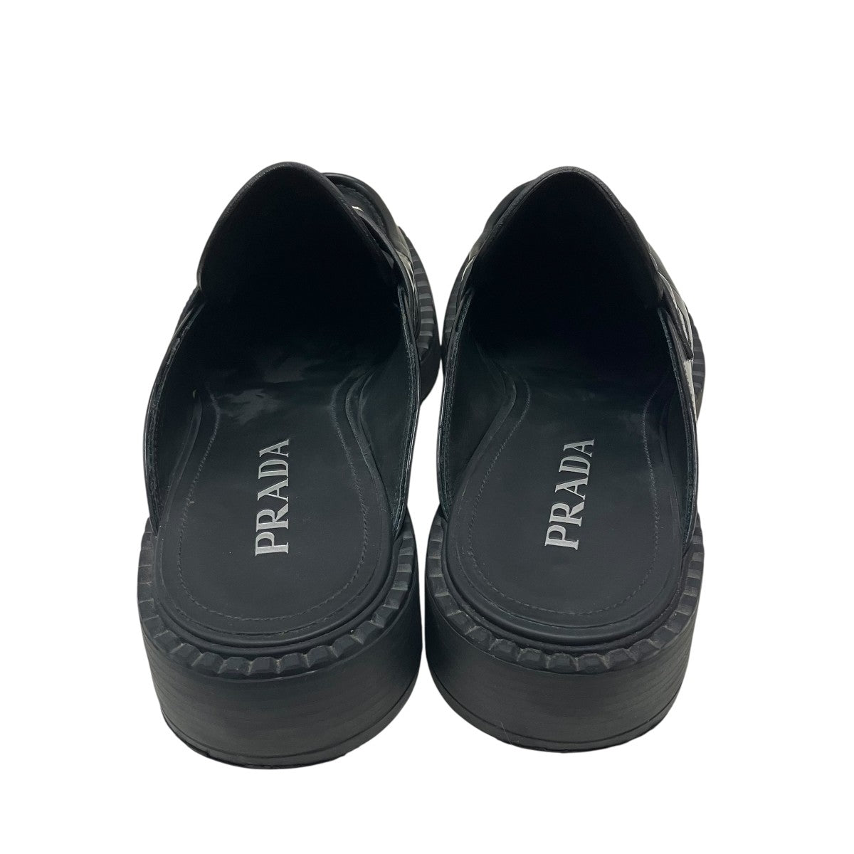 PRADA(プラダ) ブラッシュドレザー トライアングルロゴ ミュール