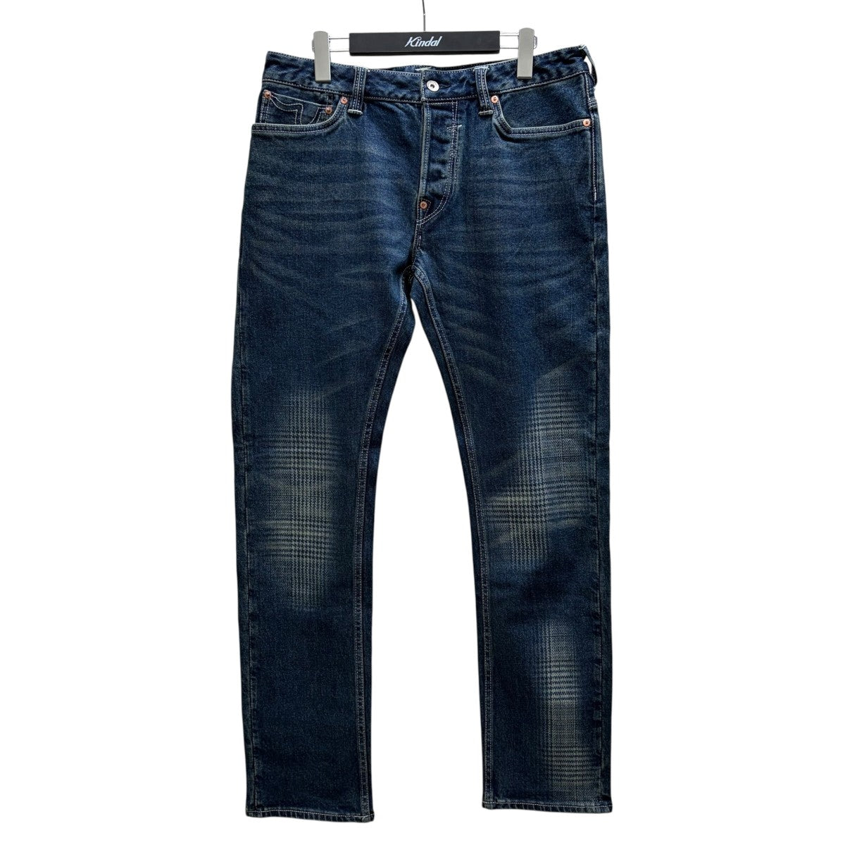 EVISU ウォッシュド手描き千鳥格子大黒プリント スリムフィット ジーンズ 古着・中古-1枚目のアイテム画像
