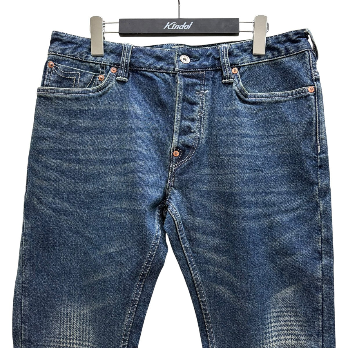 EVISU ウォッシュド手描き千鳥格子大黒プリント スリムフィット ジーンズ 古着・中古-3枚目のアイテム画像