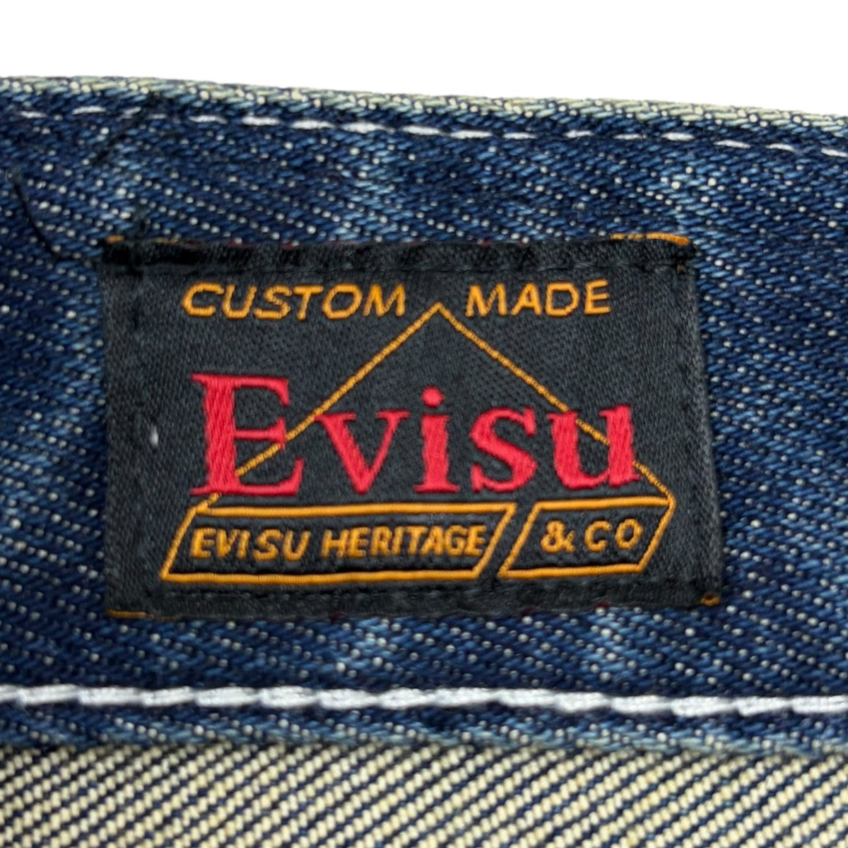 EVISU ウォッシュド手描き千鳥格子大黒プリント スリムフィット ジーンズ 古着・中古-5枚目のアイテム画像