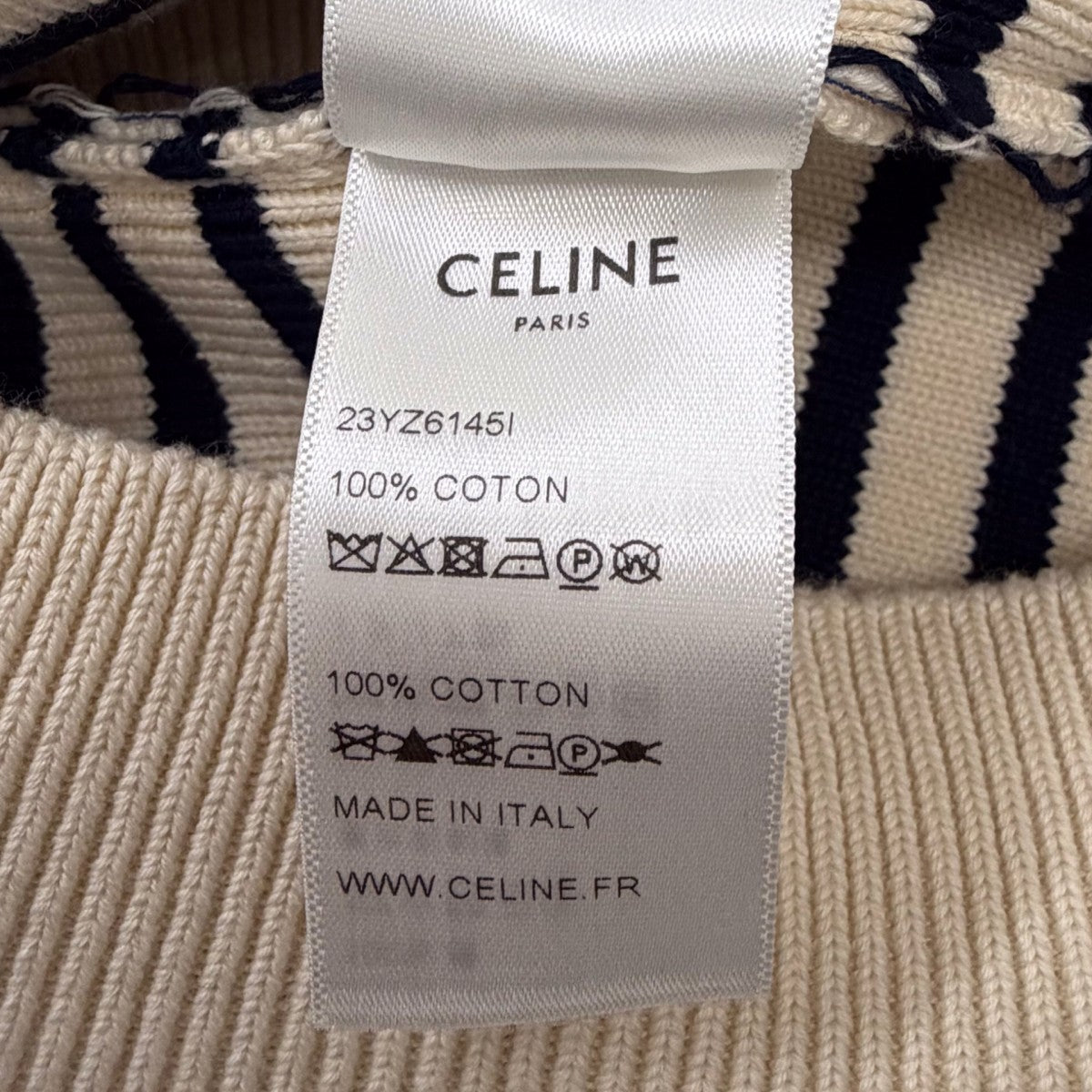 CELINE(セリーヌ) ボーダーニット 23YZ6145I アイボリー×ブラック