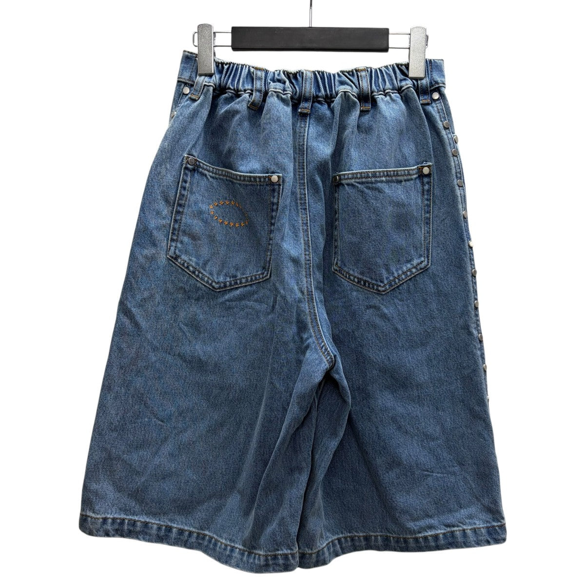 AFB STUDDED WIDE SHORTSサイドスタッズデニムショートパンツ 古着・中古-2枚目のアイテム画像