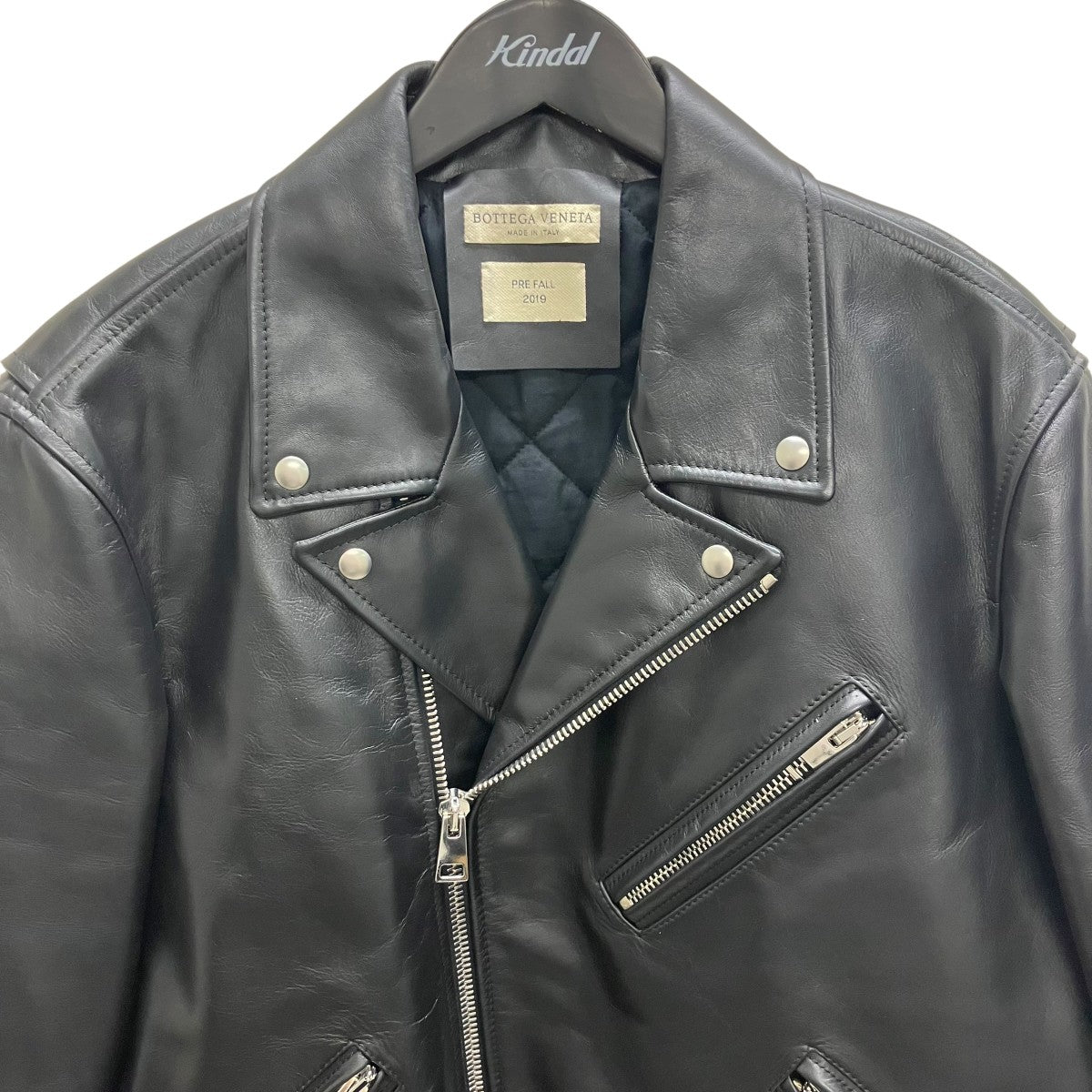 BOTTEGA VENETA 19FW カーフレザー ダブルライダースジャケット 古着・中古-2枚目のアイテム画像