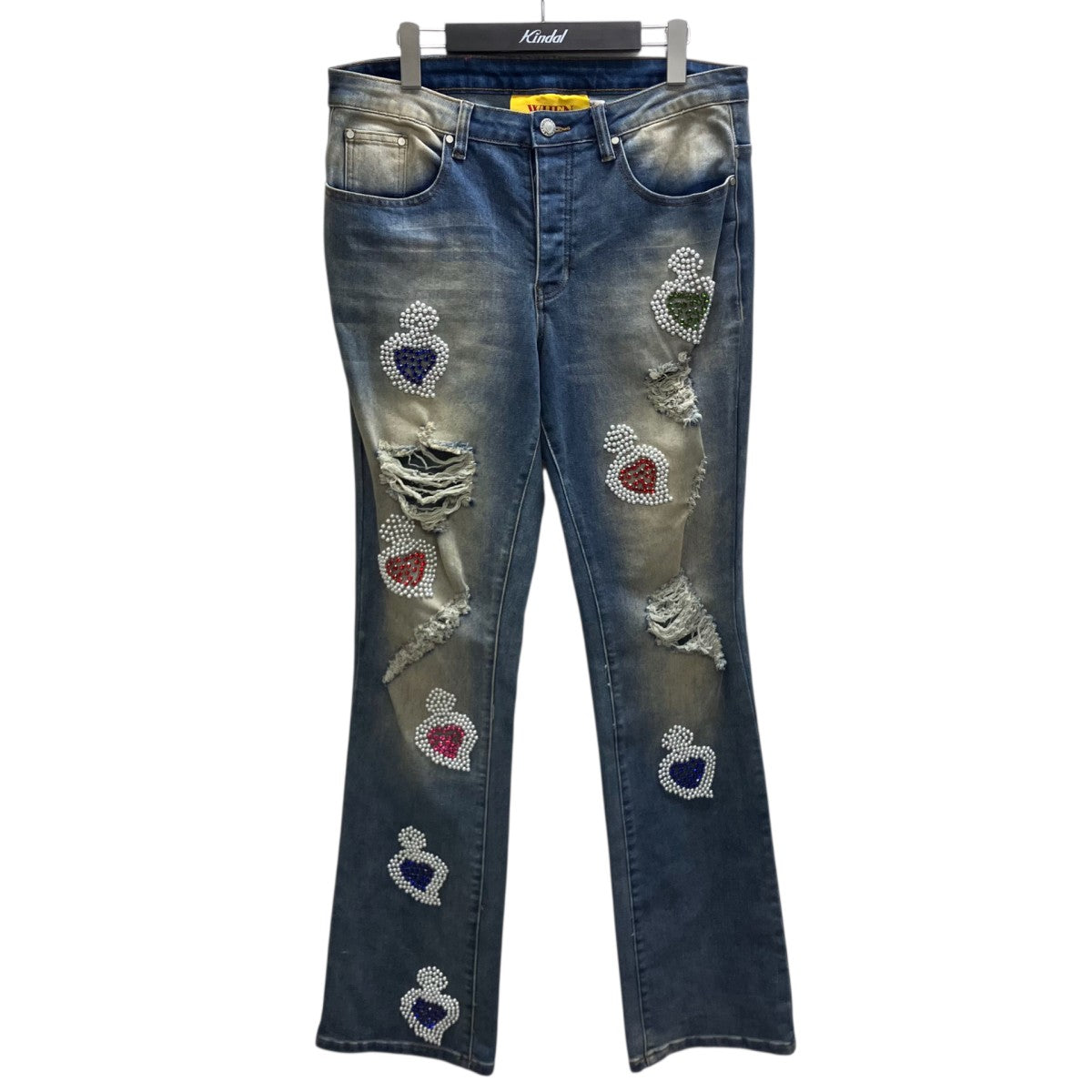 DISTRESSED NAILHEAD JEANS デニムパンツ
