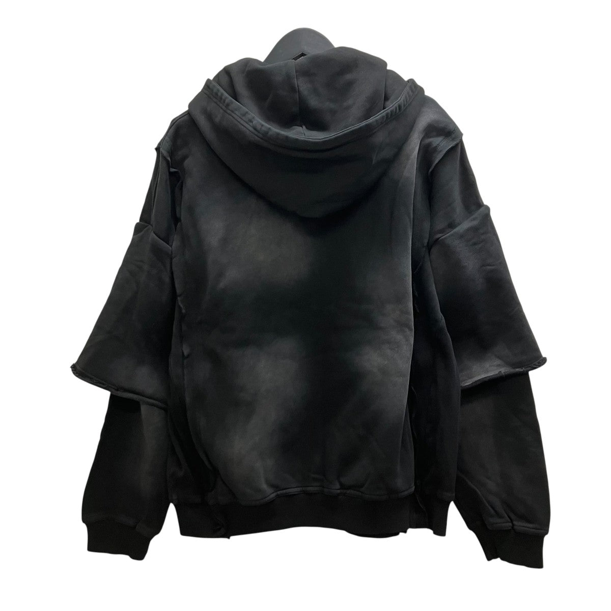 LAYERED ZIP HOODIE   BLACK レイヤードジップパーカー