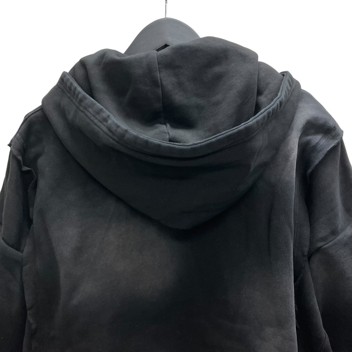 LAYERED ZIP HOODIE   BLACK レイヤードジップパーカー