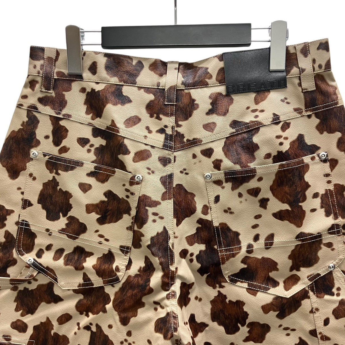 FAUX LEATHER HORSE DOUBLE KNEE SHORTS   HORSE ショートパンツ