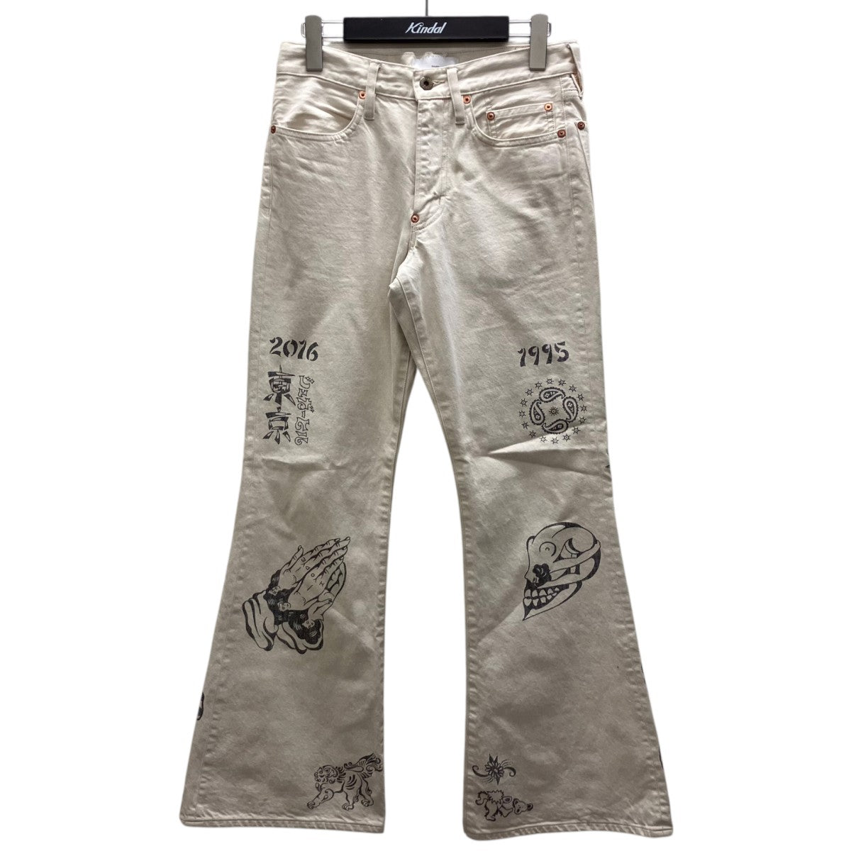 TATTOO FLASH PRINT MODERN DENIM FLARED CUT デニムパンツ