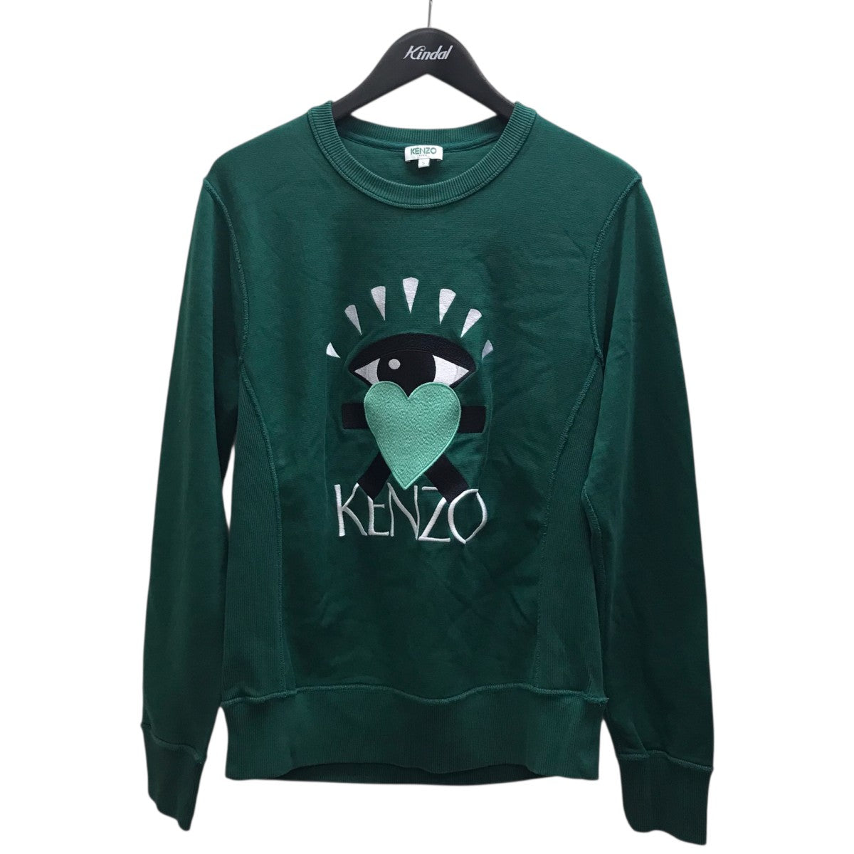 Love Large Eye Embroidered Pattern Pure Cotton Round Neck Pullover クルーネックスウェット