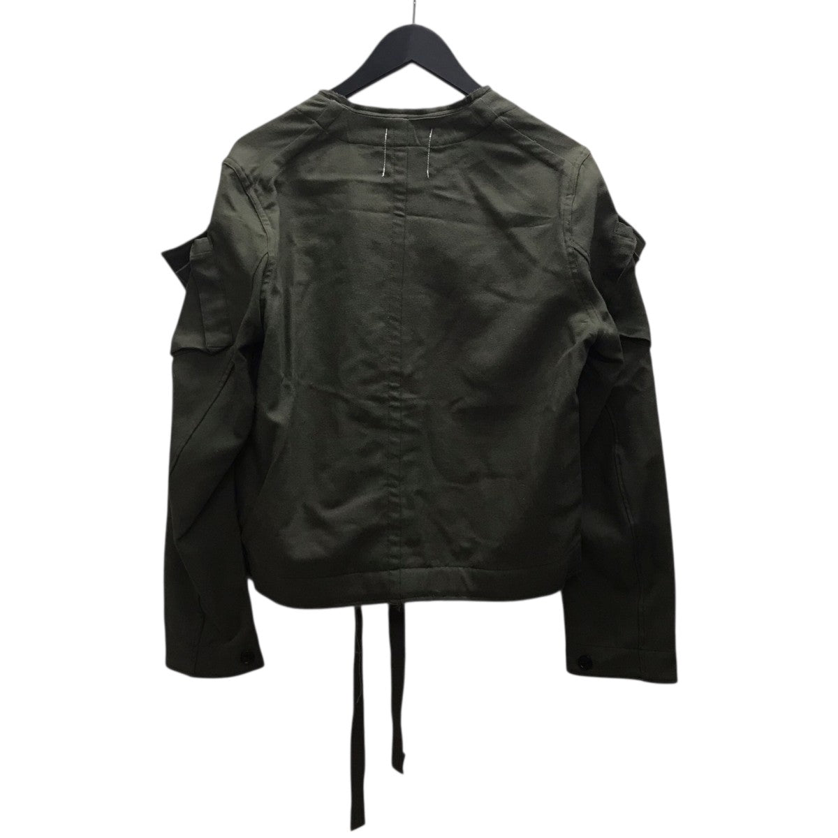 cutoff collar lace up shirt jacket． カットオフカラーレースアップジャケット