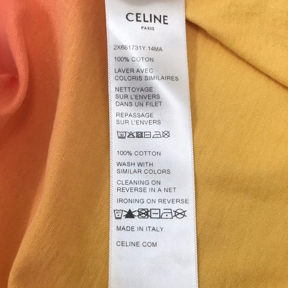 CELINE(セリーヌ) プリントTシャツ 2X681731Y ピンク×イエロー サイズ