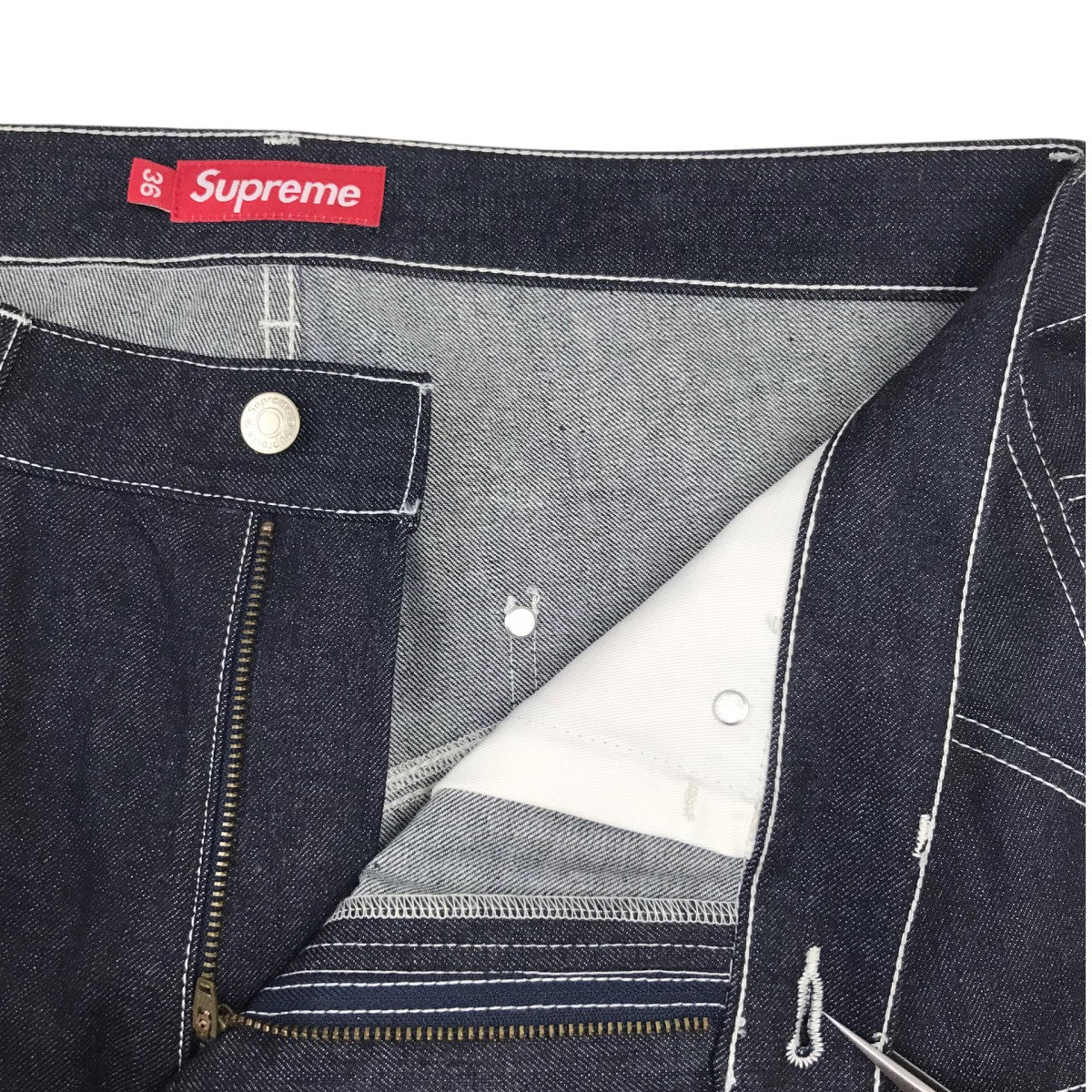 26SSContrast Stitch Double Knee Painter Jeanダブルニーペインターデニムパンツ
